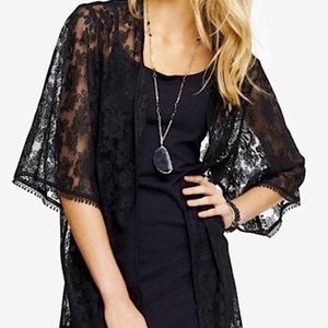 Express black lace kimono top
